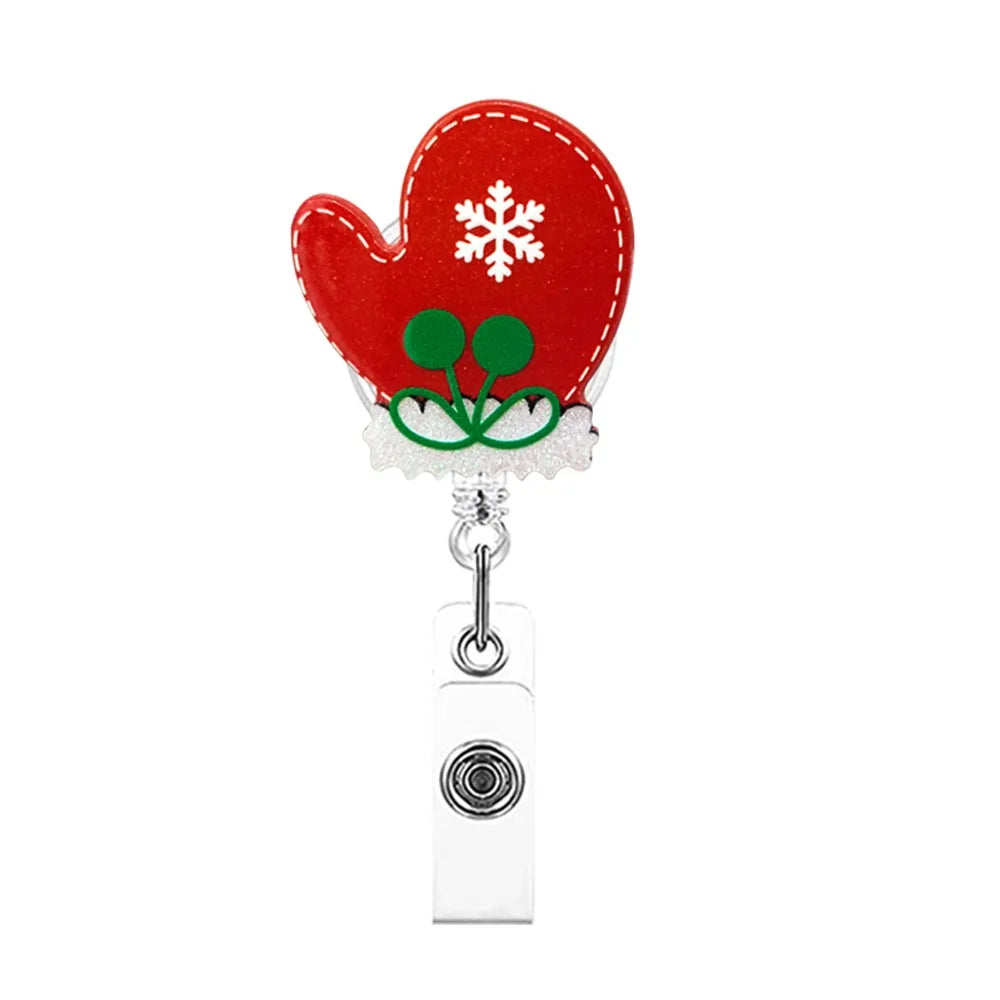 Acrylic Christmas Badge Reel Santa Claus Snowman Elk Retractable Badge Holder Gingerbread Xmas Decoration ID Card Holder Peaceful Pleasures Health and Wellness Style 13