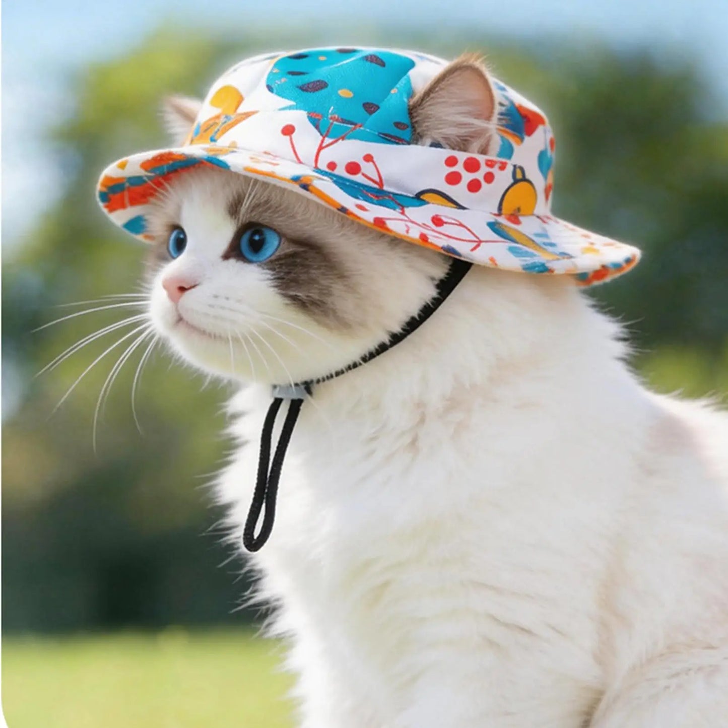 Pet Sun Hat For Cats & Dogs, Round Brim With Ear Holes Adjustable Breathable Sun Caps For Camping Beach Photography, Holidays Peaceful Pleasures Health and Wellness