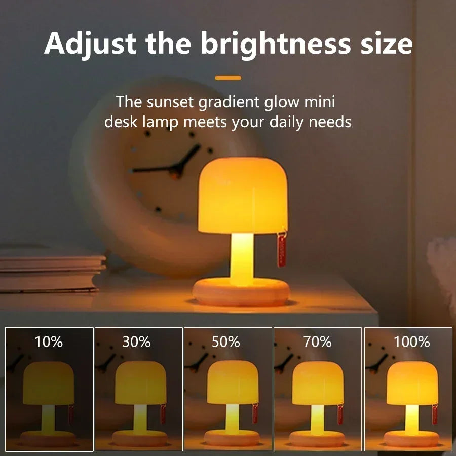 Mini Sunset Night Lamp Desktop Creative USB Rechargeable Ins Mushroom Style Led Night Light for Coffee Bar Home Decor Bedroom Peaceful Pleasures Health and Wellness