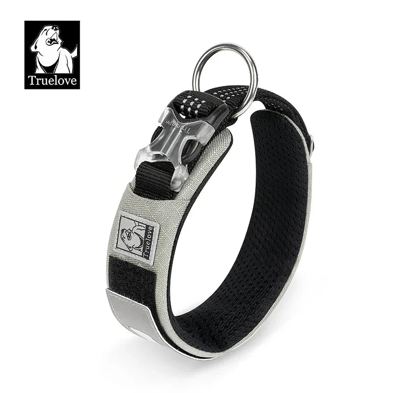 Truelove Pet Collar Reflective Multifunctional Personalized Dog Collar DuPont Soft Breathable Adjustable for Large Dogs TLC5611 Peaceful Pleasures Health and Wellness Flint Gray S-neck-35-45cm China Mainland