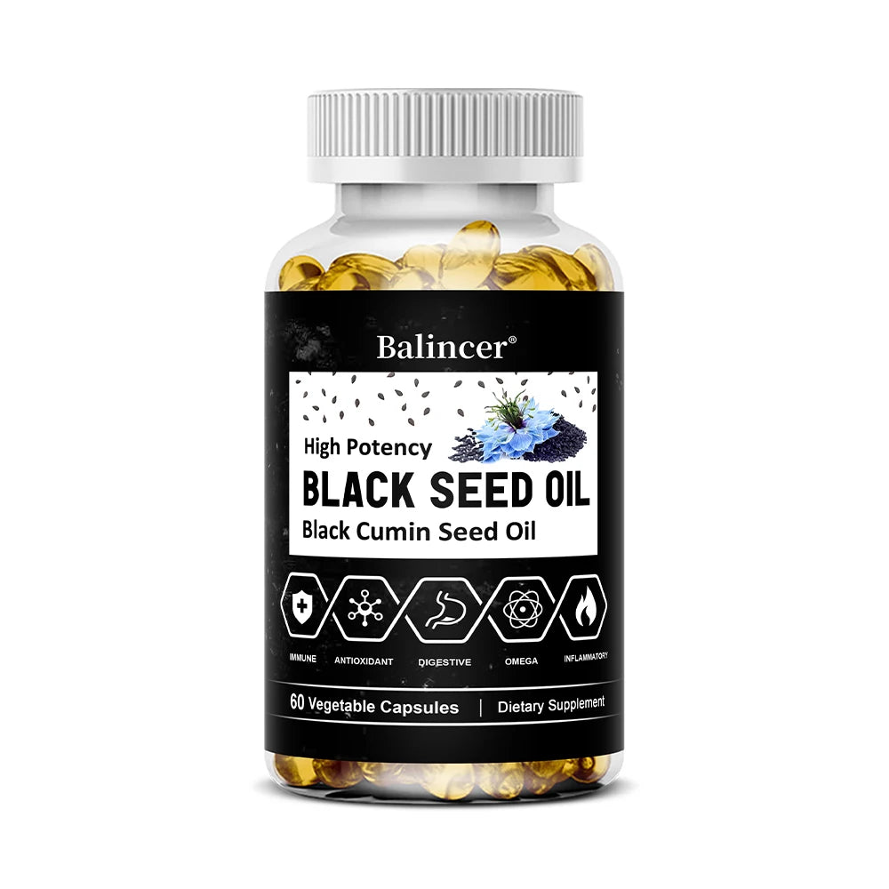 Black Seed Oil Capsules, Supports Overall Health | Boosts Immune System, Improves Digestion, Antioxidant, Non-GMO, Gluten-Free Peaceful Pleasures Health and Wellness 60 count-1 bottle