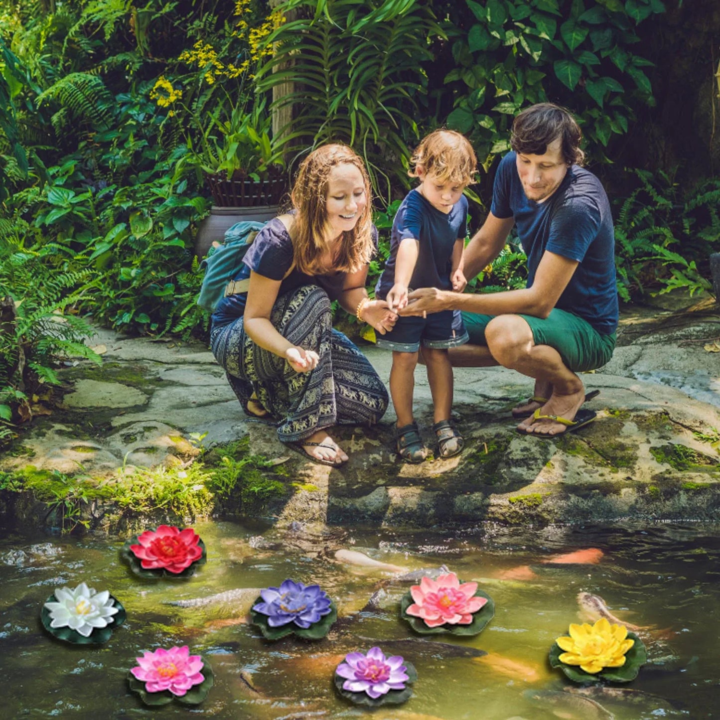 7-Pack Floating Artificial Water Lily Lotus Flowers – 7 Colors