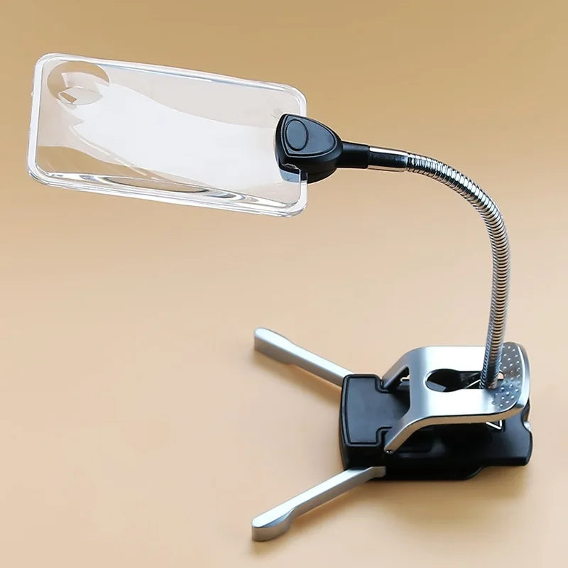 Rectangular Magnifying Glass with Led Light Table Clip Dual-Use for Reading, Desktop Clip Type Magnifying Glass Peaceful Pleasures Health and Wellness
