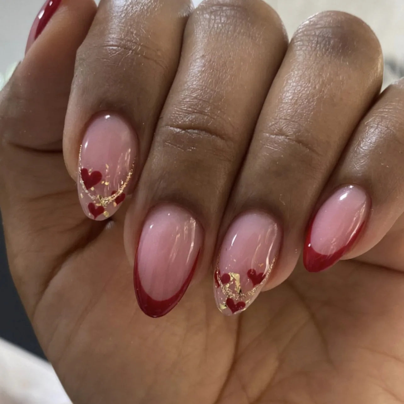 Valentine's Day Press On Nails | Short Oval Pink & Red 24pc