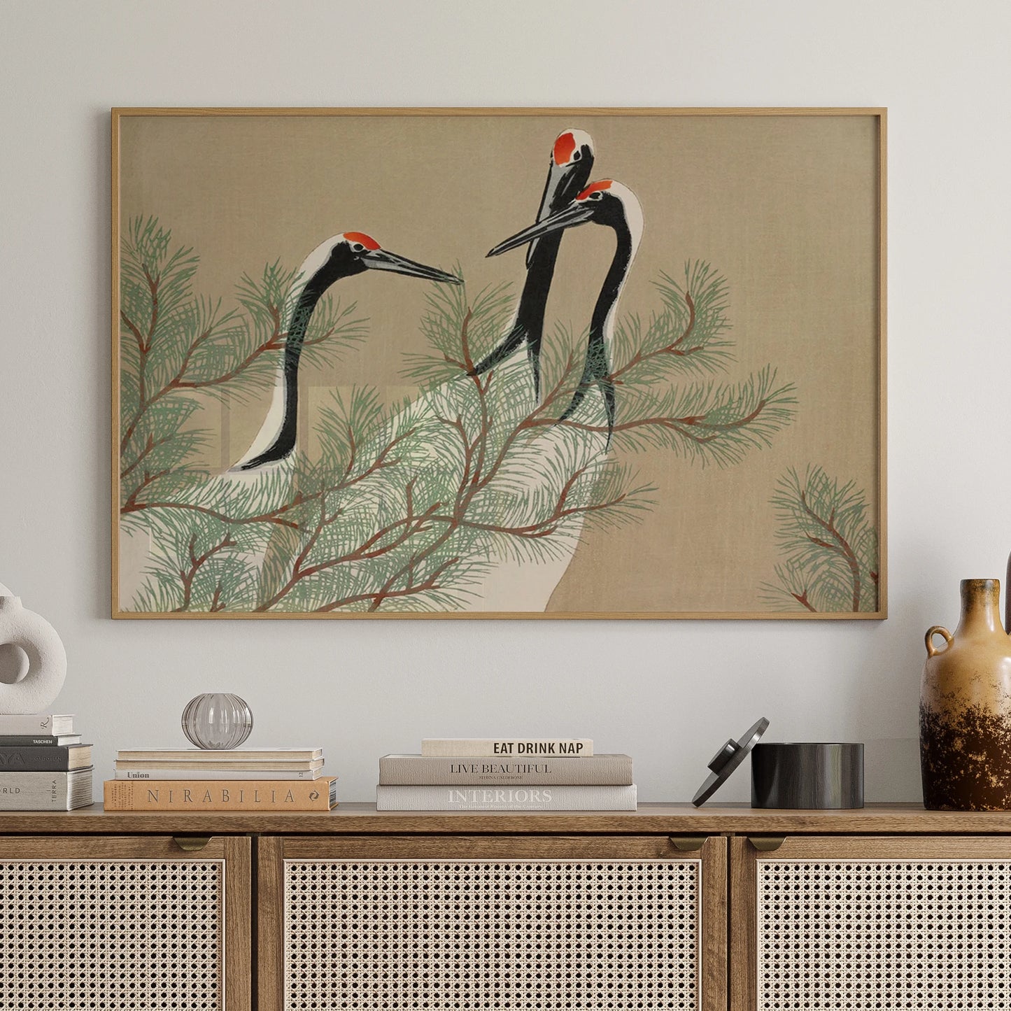 Minimalist Japanese Crane Canvas Wall Art Print | Home Decor
