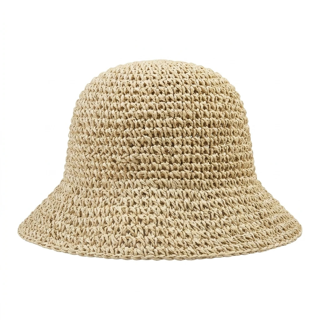 Women Foldable Straw Fisherman Hat Wide Brim for Sun-Protection Beach Travel Peaceful Pleasures Health and Wellness One Size Beige