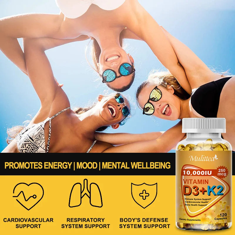 Vitamin D3 + K2 (MK-7) Capsules – Bone, Heart, Teeth & Immunity | 60 Count Peaceful Pleasures Health and Wellness