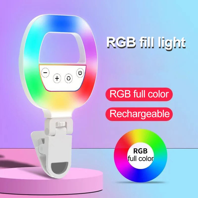 Rechargeable Led Light Mobile Selfie Ring Lights Video Shooting Light For Cell Phone Light Clip Led Light Photography Fill Light Peaceful Pleasures Health and Wellness White for RGB China Mainland