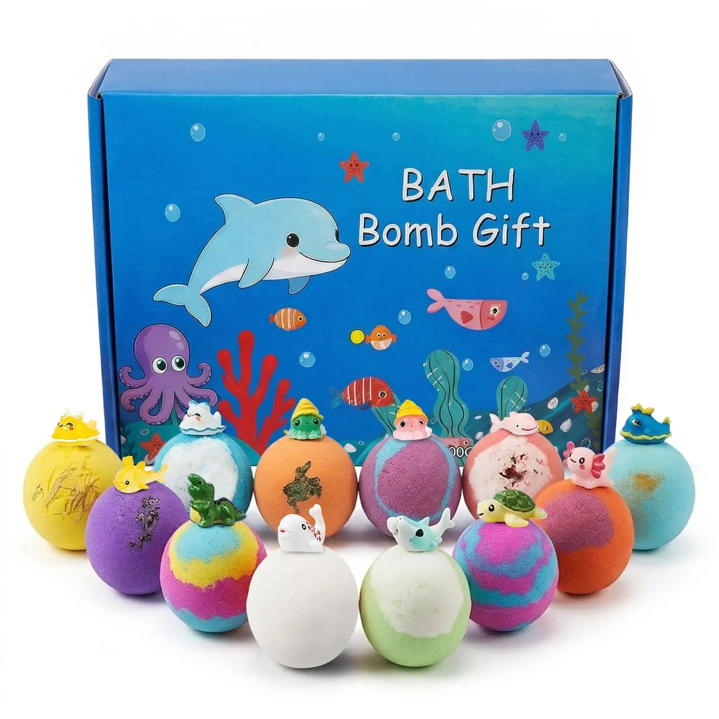 Kids Bath Bombs Set With Surprise Toys Handmade Colorful Bubble Bath Balls Relaxing Funny Perfect Birthday Spa Gift For Children Peaceful Pleasures Health and Wellness 1set boxed