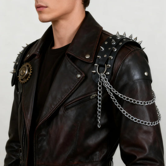 Sexy Men's Belt PU Leather Harness Strap Chest Chain Shoulder Metal Peaceful Pleasures Health and Wellness
