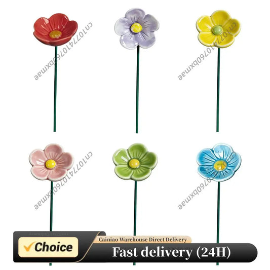 Ceramic Pollinator Water Bowl with Ground Stake Artificial Flowers Bee Bowl Stylish Bee Watering Station for Summer Garden Decor Peaceful Pleasures Health and Wellness