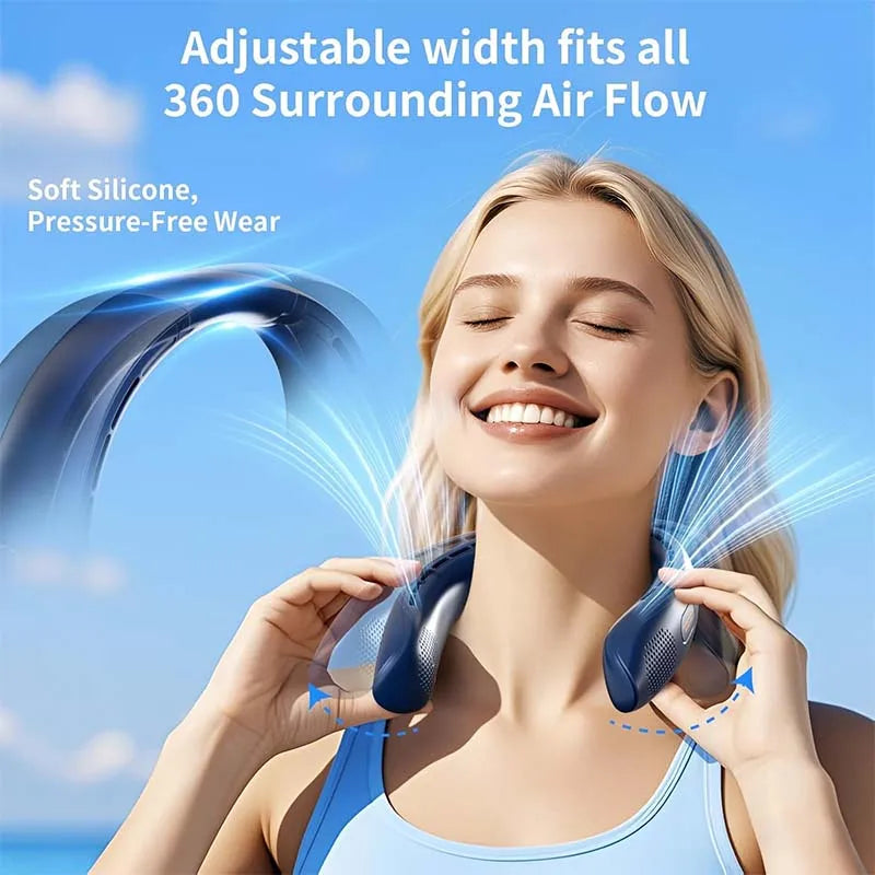 Summer Hot Selling Hands Free Neck Fan 2800mAh Portable USB Rechargeable 360 Degrees Cooling Personal Fan Peaceful Pleasures Health and Wellness