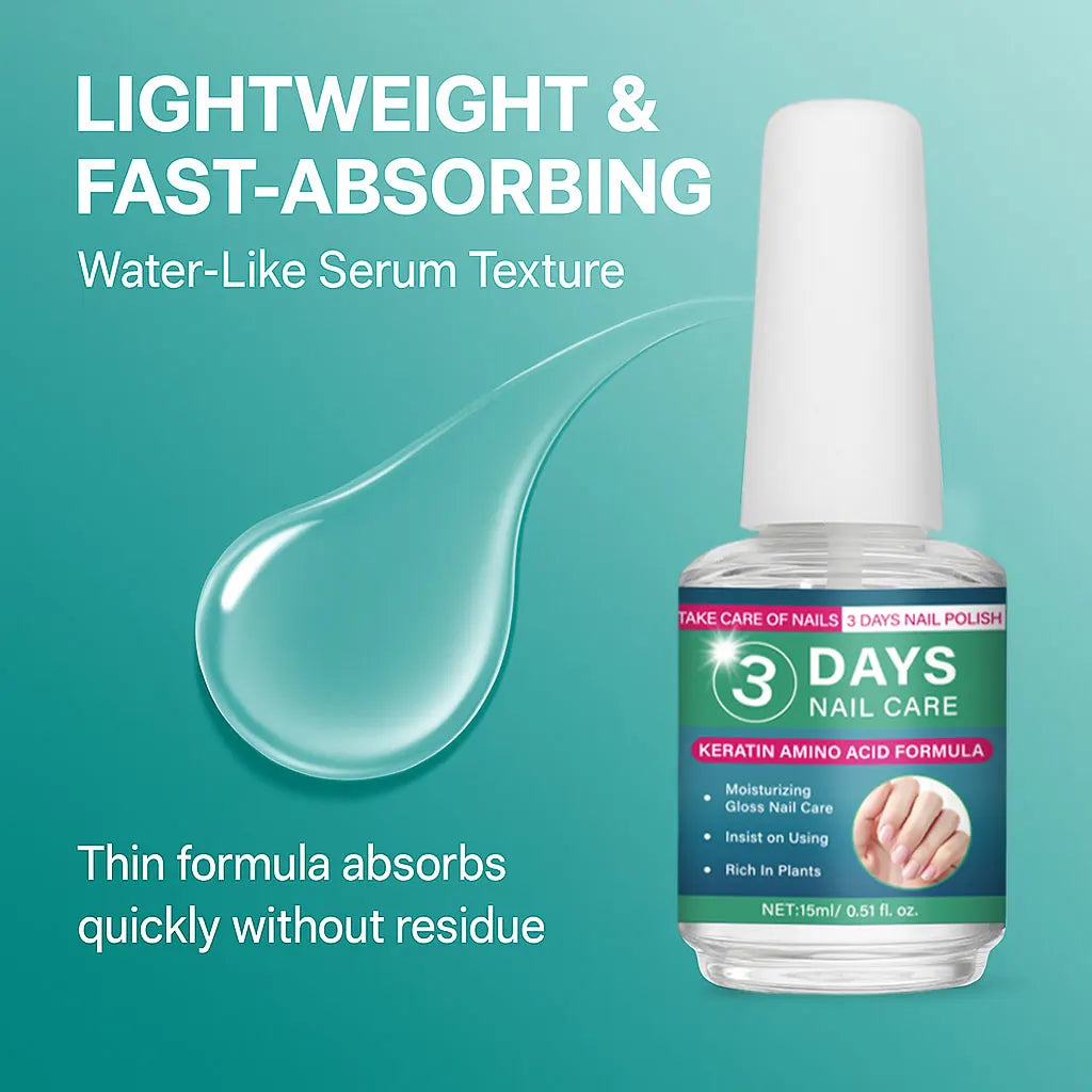 3 Days Nail Care Oil Keratin Amino Acid Formula Fast Dry 90s Salon Shine No Chip Deep Moisture Nail Strengthener,15ml Peaceful Pleasures Health and Wellness