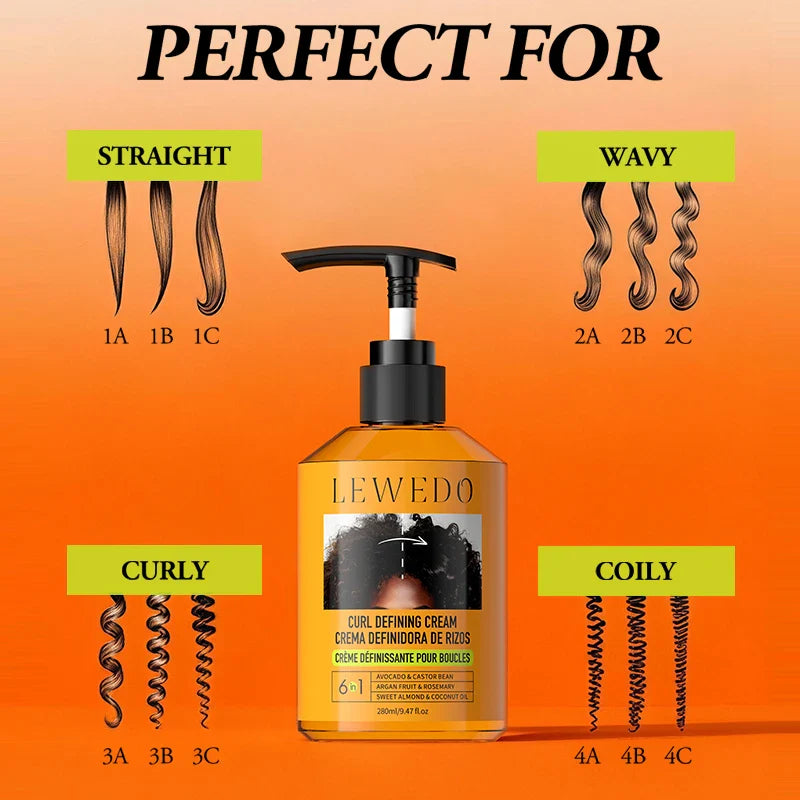 LEWEDO Black Castor Oil Curl Defining Cream 280ml | Anti-Frizz