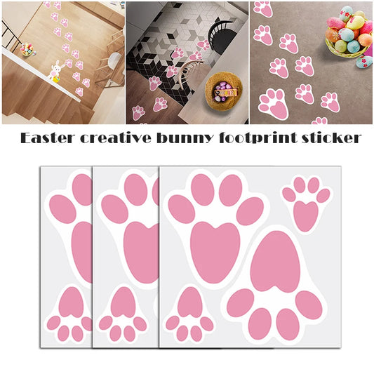 Easter Bunny Paw Print Floor Clings Decals Easter Floor Stickers Pink Bunny Paw Prints Floor Decals For Easter Floor Decoration Peaceful Pleasures Health and Wellness