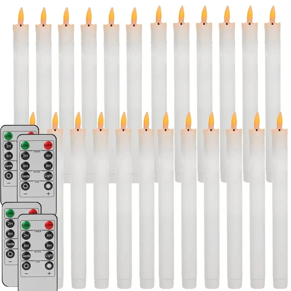 Flameless Flickering Taper Candles With/Without Remote Control Timer Dimmer Battery Operated Candlesticks for Christmas Wedding Peaceful Pleasures Health and Wellness 24Pc with Remote
