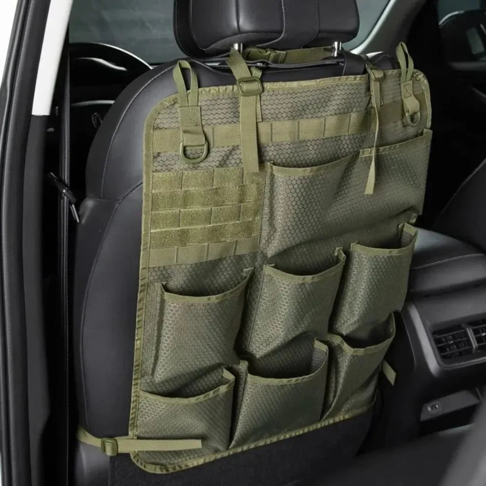 Car Seat Back Organizer Tactical Camo Multi Pocket Storage Bag Waterproof Durable Hanging for Road Trip Travel SUV Truck Family Peaceful Pleasures Health and Wellness