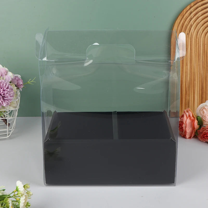 Clear PET Cake & Flower Gift Box with Handle | Party Favor Gift Box Peaceful Pleasures Health and Wellness Other 1 Black