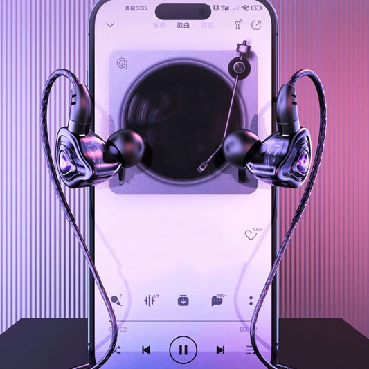 3.5mm Esports Wired Earphone HiFi Stereo Noise Cancelling in Ear Earphones Microphone Elbow Wired Headset Listen To Music Peaceful Pleasures Health and Wellness