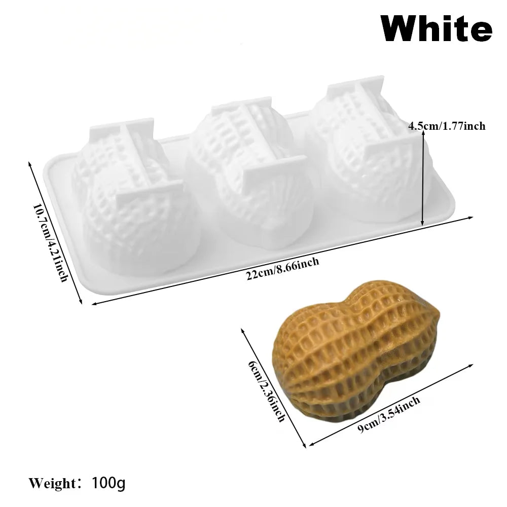 3-Cell Peanut Silicone Mousse Cake Mold | Chocolate Bakeware