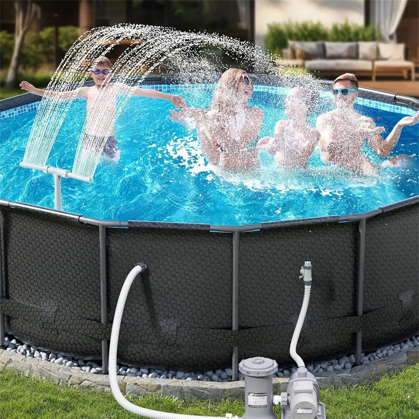 Pool Fountain Adapter For SummerWave And Funsicle Durable ABS Plastic Easy Installation Strong Water Flow Peaceful Pleasures Health and Wellness