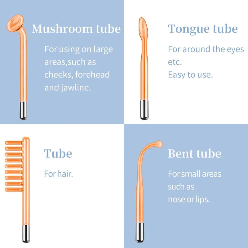 Custom 5 in 1 Portable High Frequency Facial Machine With Comb High Frequency Therapy Wand Set Professional High Frequency Wand Peaceful Pleasures Health and Wellness