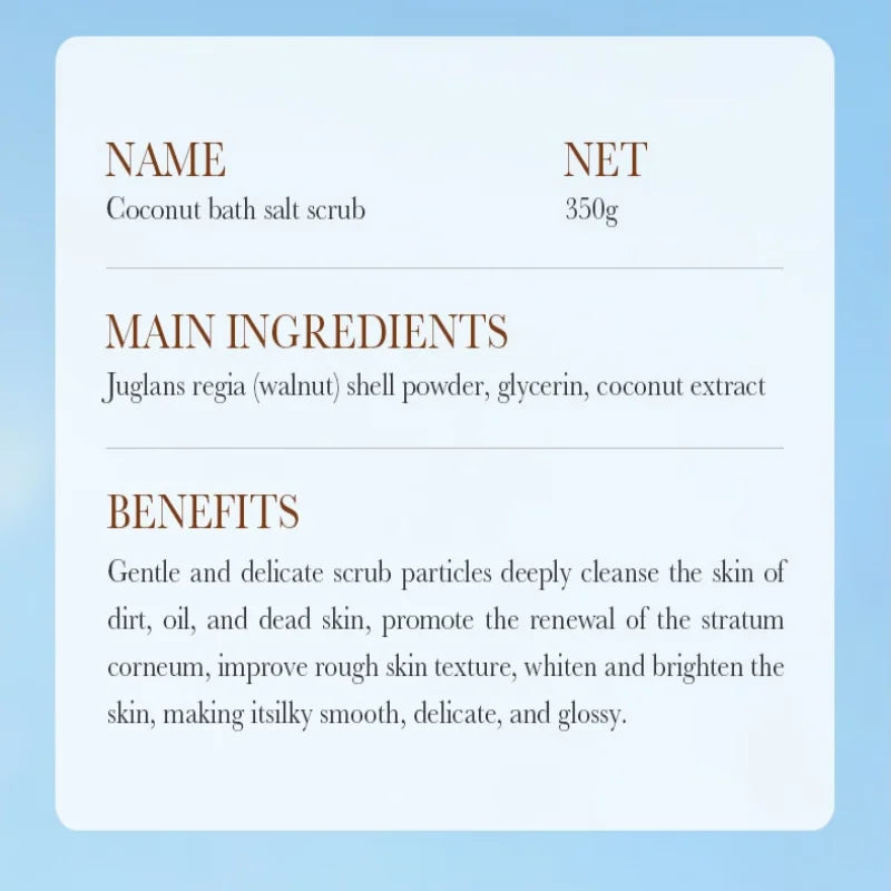 350g Coconut Body Scrub – Walnut Shell, Glycerin & Coconut Extract