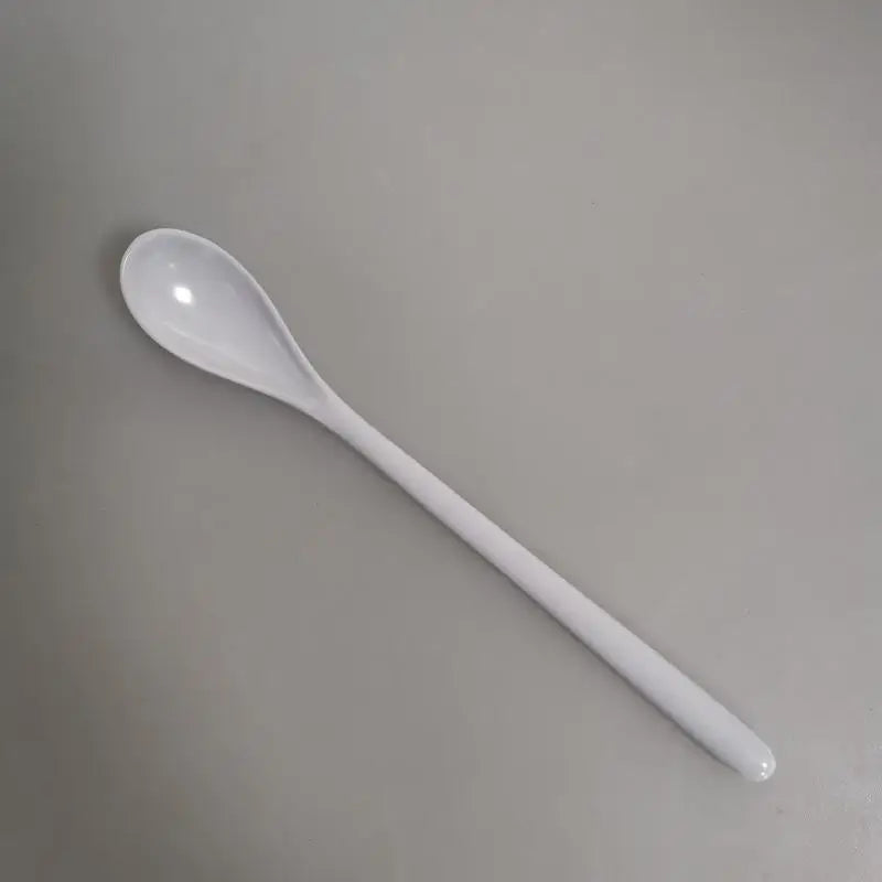 Candy Color Plastic Long Handle Dessert Spoons Dinner Tea Spoon Tableware Flatware Stirring Coffee Kitchen Scoops Soup Peaceful Pleasures Health and Wellness White