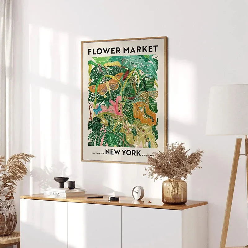Green Botanical Leaves Canvas Wall Art | Houseplant Nature Print