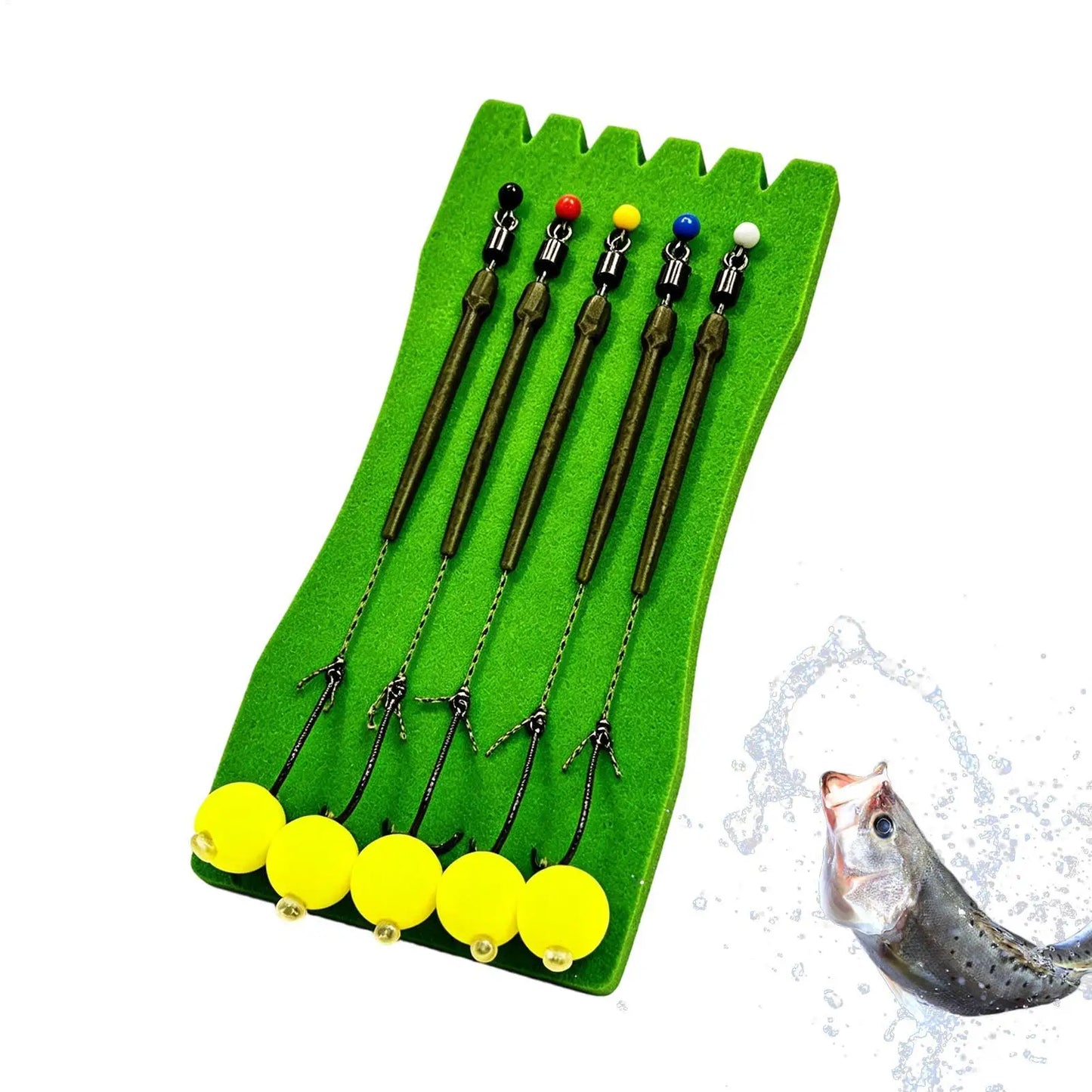 5-Pc Pre-Tied Carp Fishing Rig Set | Anti-Snag Hook Rigs