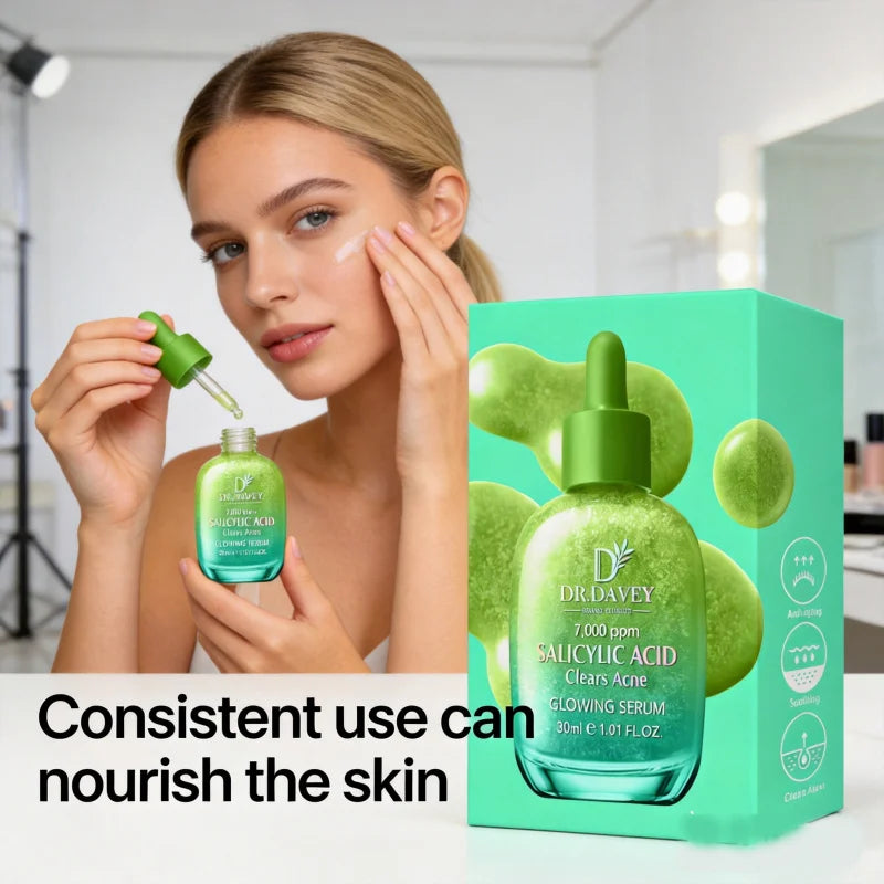 30ml DR.DAVEY Salicylic Acid Clears Acne Glowing Serum Four Seasons Skincare Moisturizing Facial Care Suitable for Men and Women Peaceful Pleasures Health and Wellness