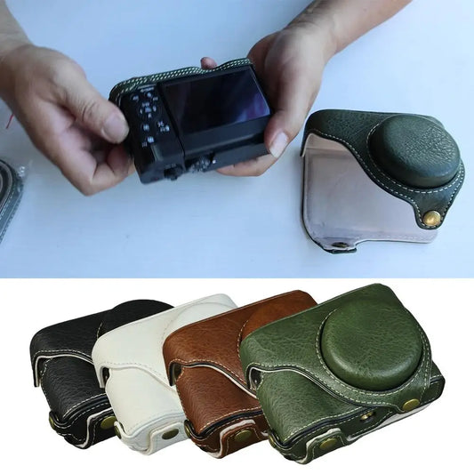 for Lumix Tz99/Zs99 PU Leather Protective Case TraveL Camera Bag Camera Foreskin Cover Protective Cover Base Perforated Shell Peaceful Pleasures Health and Wellness