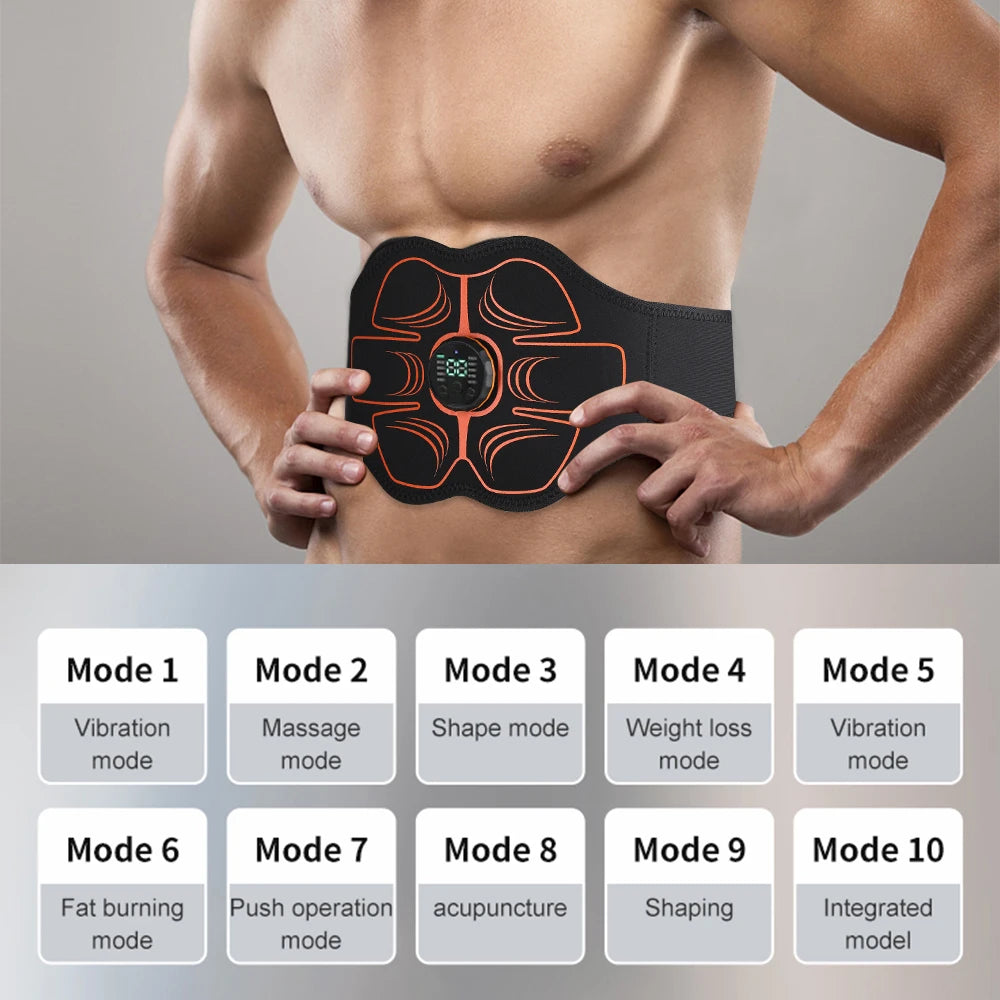 EMS Abdominal Belt 10 Modes 30 Levels Rechargeable Ab Stimulator Muscle Toner Portable Waist Trainer for Men Women Home Office Peaceful Pleasures Health and Wellness