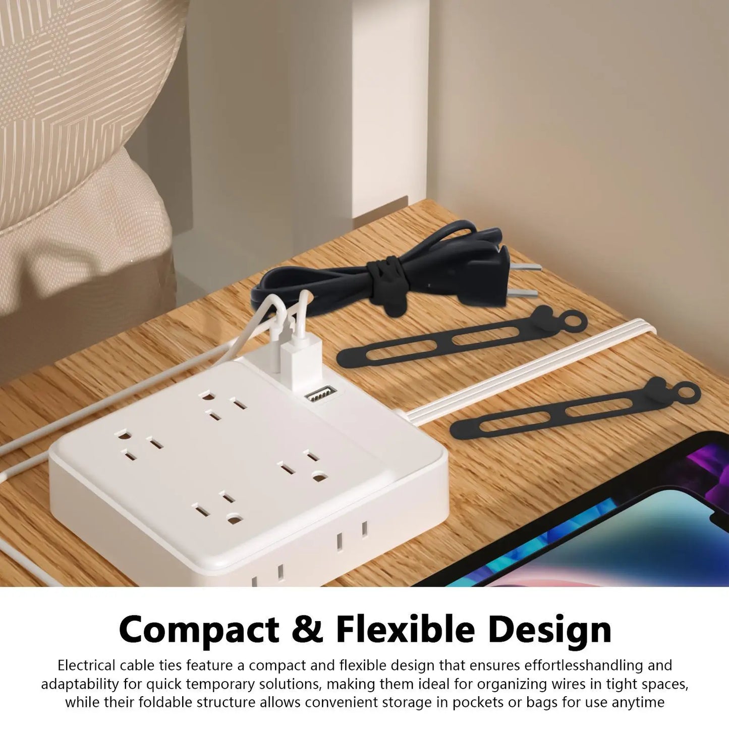 Reusable Silicone Cable Ties Cord Organizer – 10 Pack