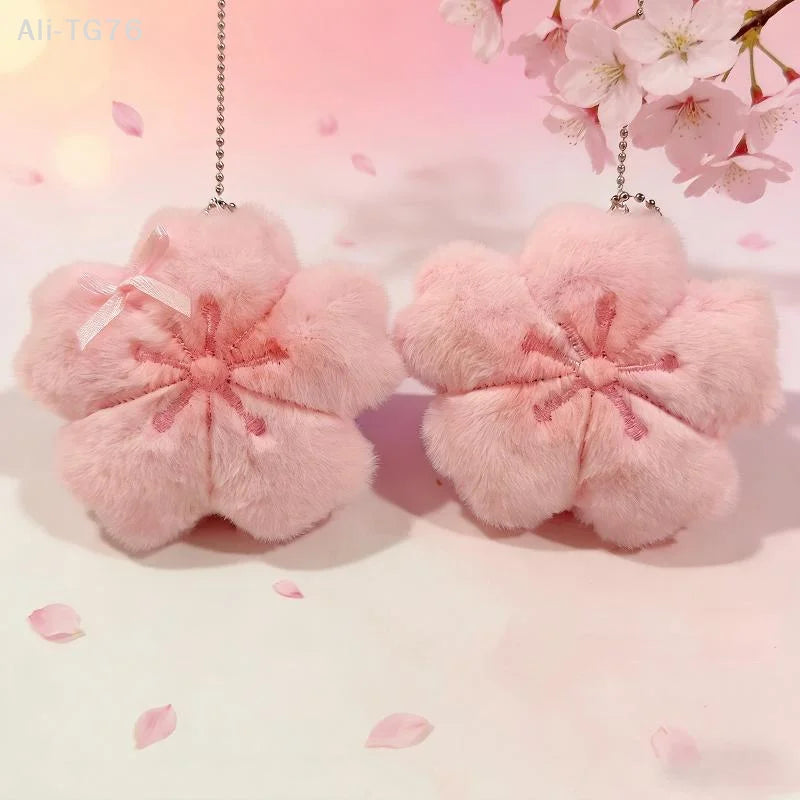 Cherry Blossom Kawaii Plush Keychain | Cute Bag Charm Pendant