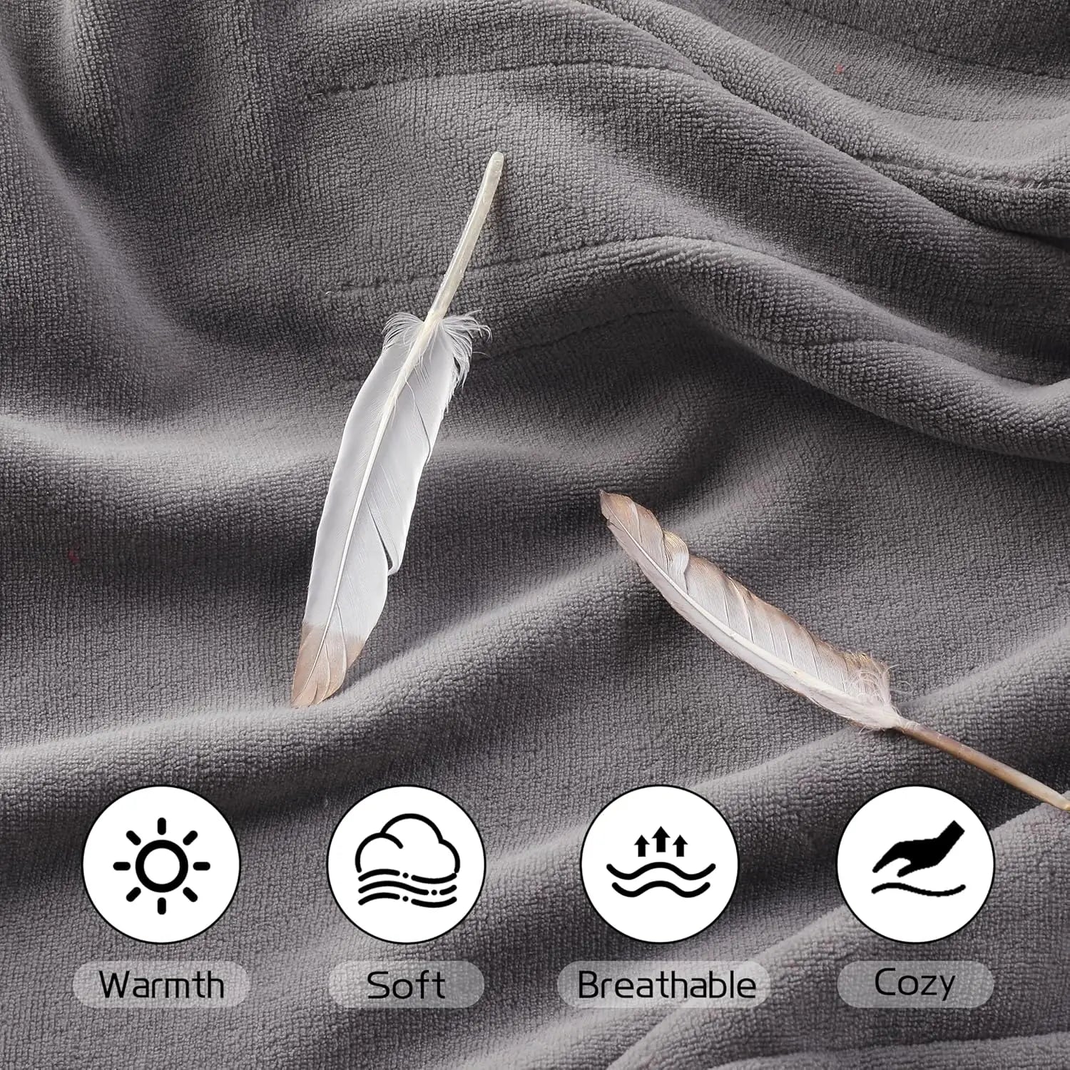 Full Size Electric Heated Blanket – 4 Levels, Light Gray Peaceful Pleasures Health and Wellness