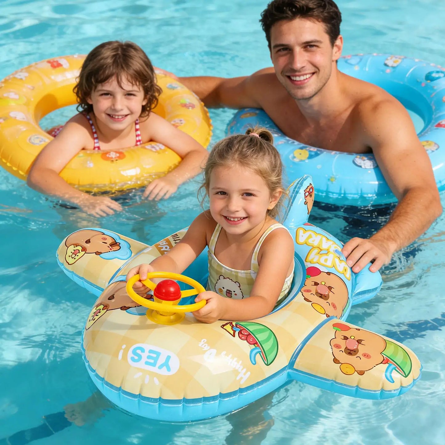 Inflatable Capybara Pool Float Cartoon Animal Floating Raft Kids Swimming Floatie For Summer Party Lake Beach Backyard Garden Peaceful Pleasures Health and Wellness