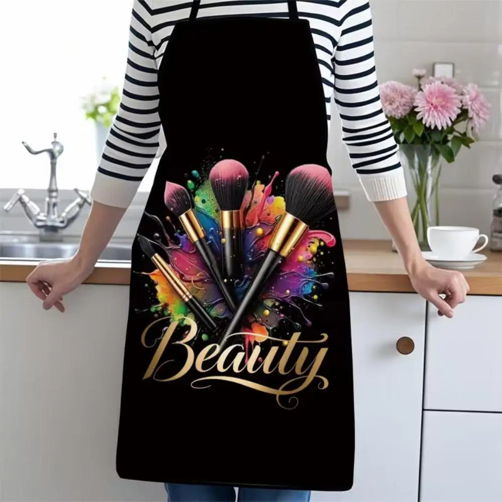 Waterproof Anti-fouling Stain-resistant Quality Kitchen Apron Makeup Brush Design Printed Professional Beautician Makeup Apron Peaceful Pleasures Health and Wellness