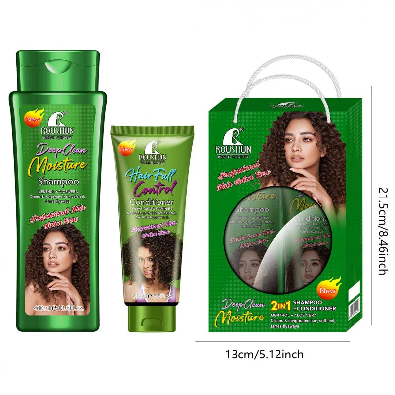 MENTHOL+ALOE Shampoo + Olive Conditioner Set Scalp cleansing, hair nourishing, smooth and fragrant shampoo and conditioner set Peaceful Pleasures Health and Wellness