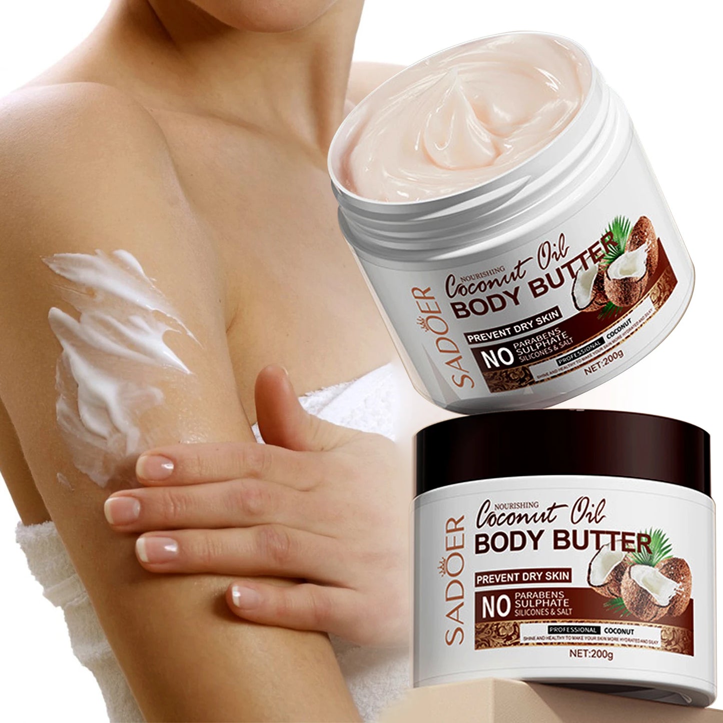 Coconut Moisturizing Body Butter, Hydrating Long-lasting Fragrance Cream, Nourishing Body Cream 200g/bottle Peaceful Pleasures Health and Wellness