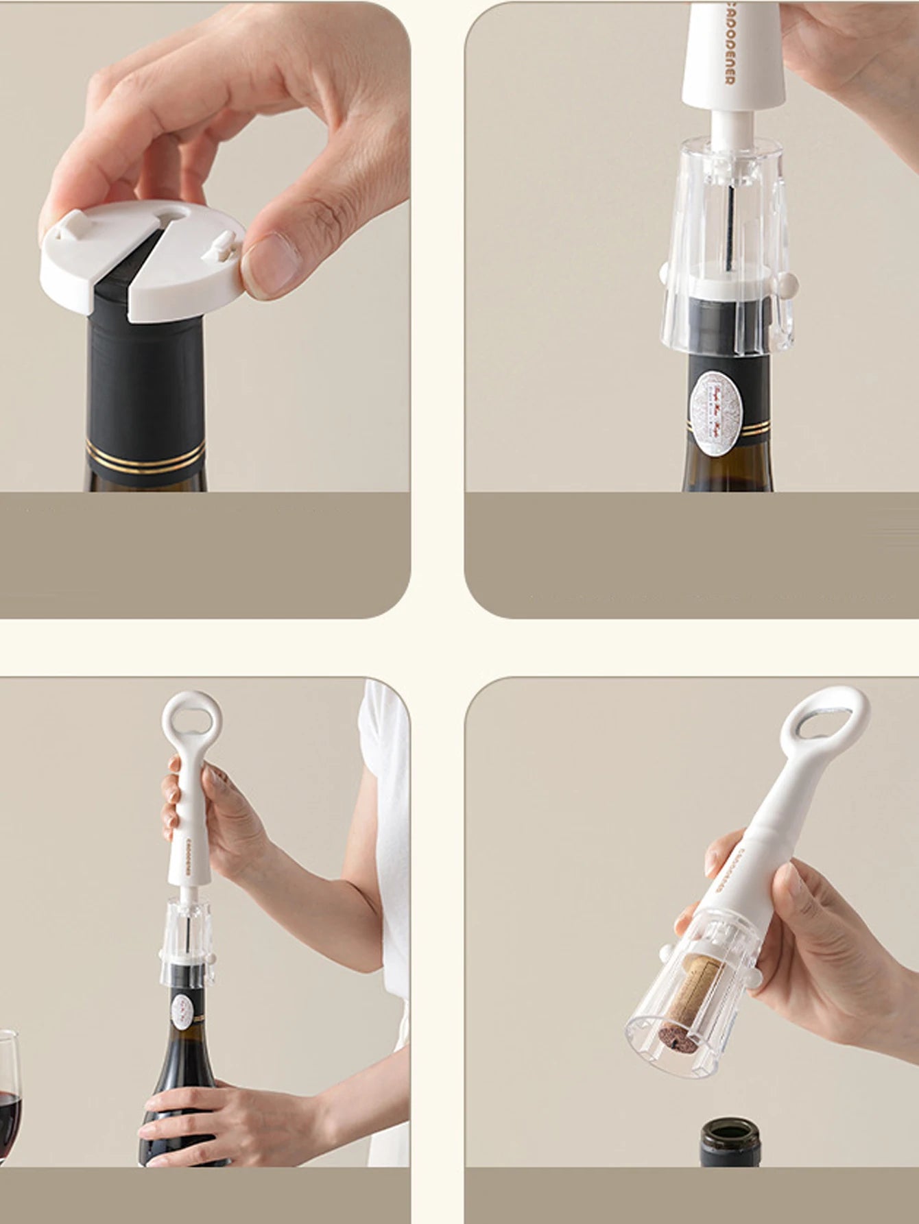 1Pc Pneumatic Wine Opener Purpose Beer Wine Opener 2-in-1 Multifunctional Wine Bottle Opener Suitable for Kitchens Bars Peaceful Pleasures Health and Wellness