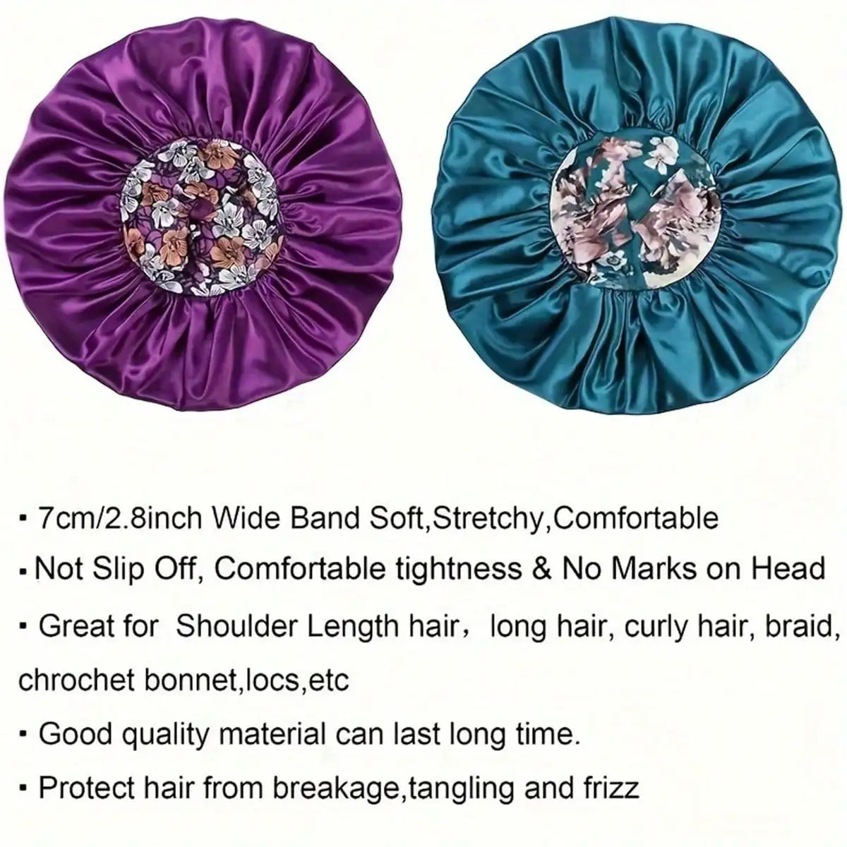 Women's Satin Sleep Cap – Oversized Bonnet with Wide Elastic Band