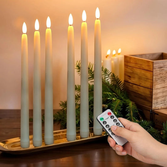 LED Flameless Taper Candles 11" Flickering | Remote & Timer Flameless Taper Candles Peaceful Pleasures Health and Wellness