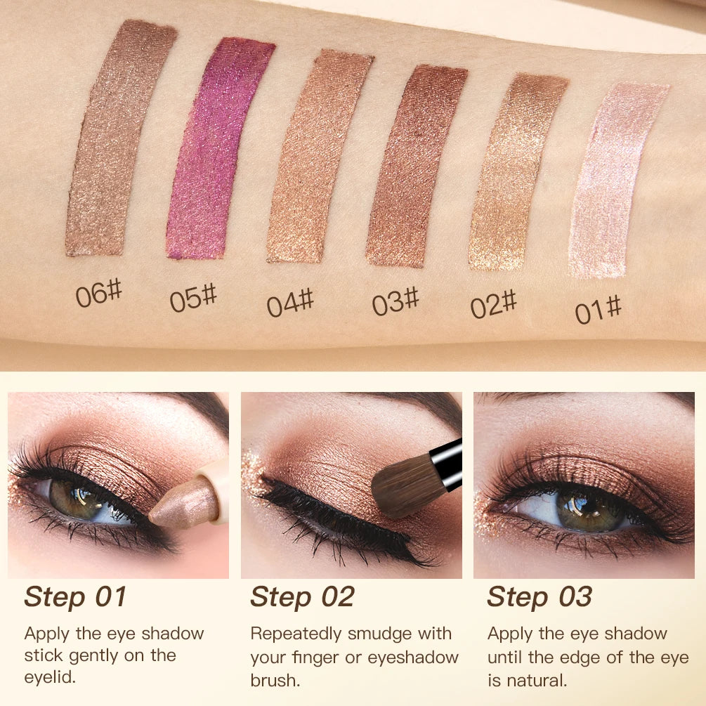 QIBEST Pearlescent Eyeshadow Stick Long Lasting Glitter Shimmer Nude Eye Shadow Pencil Makeup Highlighter Brighten Cosmetics Peaceful Pleasures Health and Wellness
