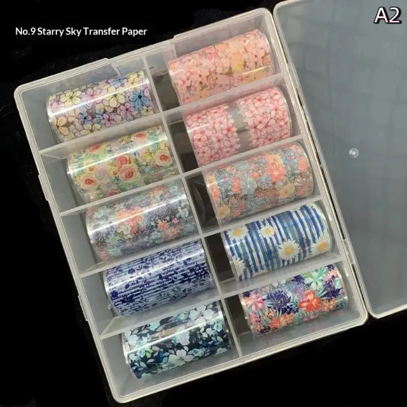 10 Rolls Flower Rose Nail Foils For Transfer Paper Floral Sliders Butterfly Nail Art Stickers Decal Nail Art Decorations Peaceful Pleasures Health and Wellness A2