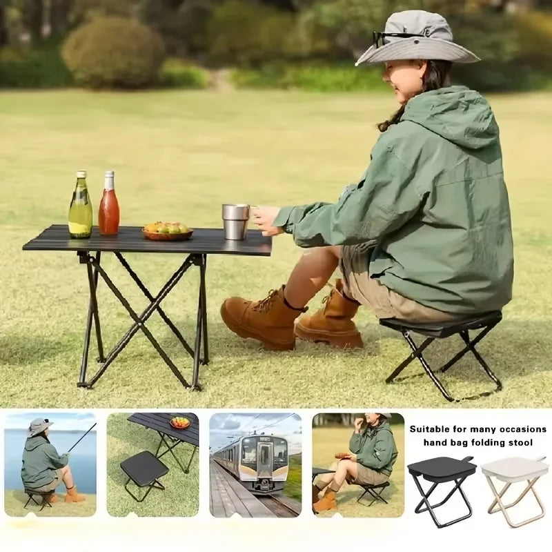 Outdoor camping folding pencil case, small stool, pocket stool, portable fishing stool, parking lot travel leisure handbag chair Peaceful Pleasures Health and Wellness