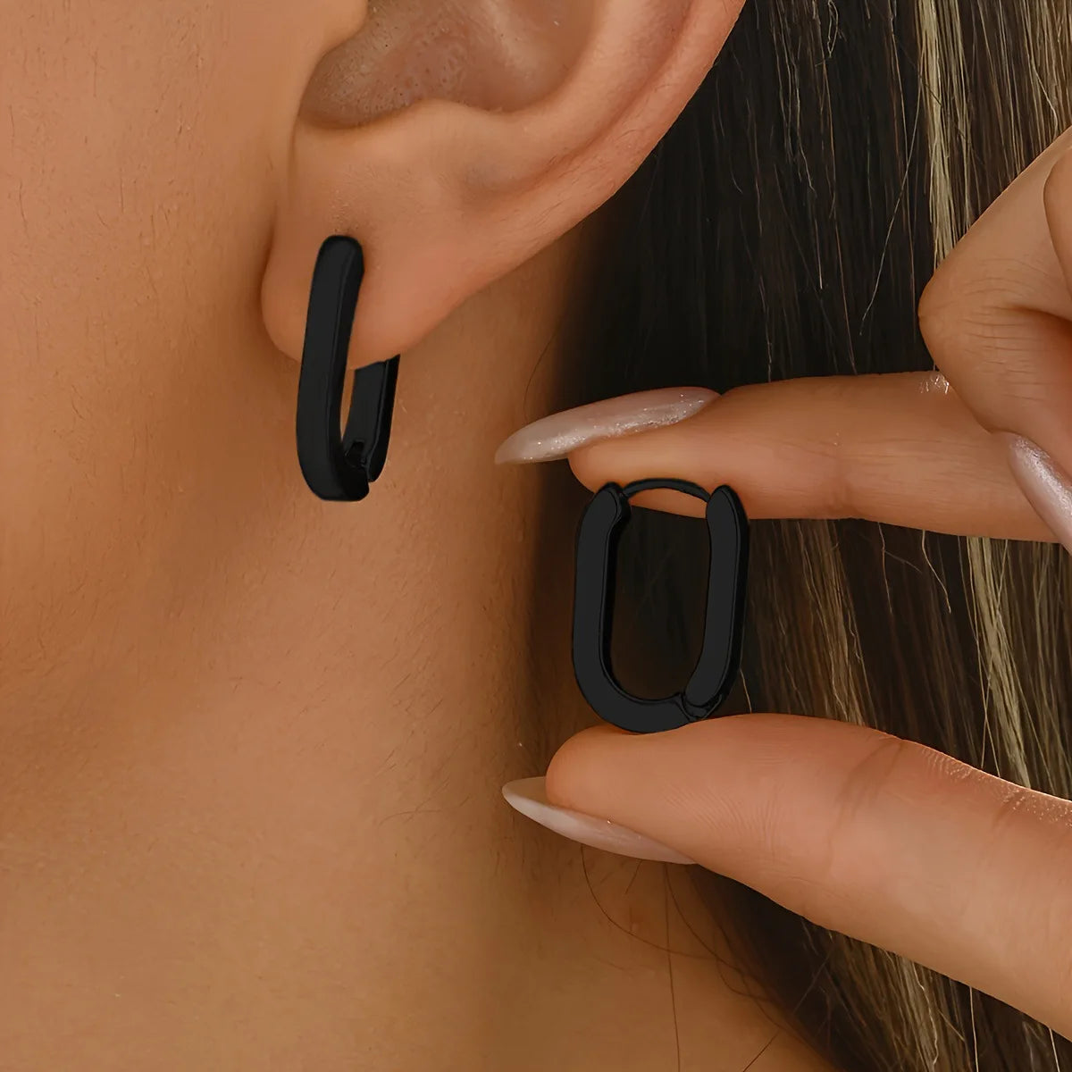 3D Geometric Hoop Earrings | Minimalist Zinc Alloy Fashion