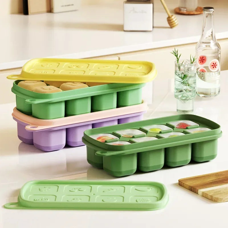 Food Grade Silicone Ice Cube Molds with Lid, BPA Free Silicone Ice Trays for Freezer, Reusable Ice Storage Boxes for Kitchen, Peaceful Pleasures Health and Wellness