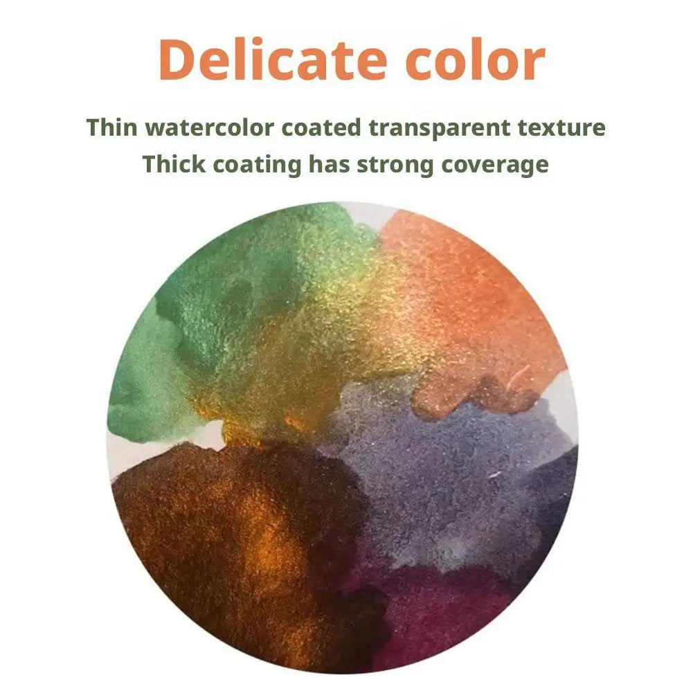 20-Color Pearlescent Metallic Watercolor Paint Set | Artists