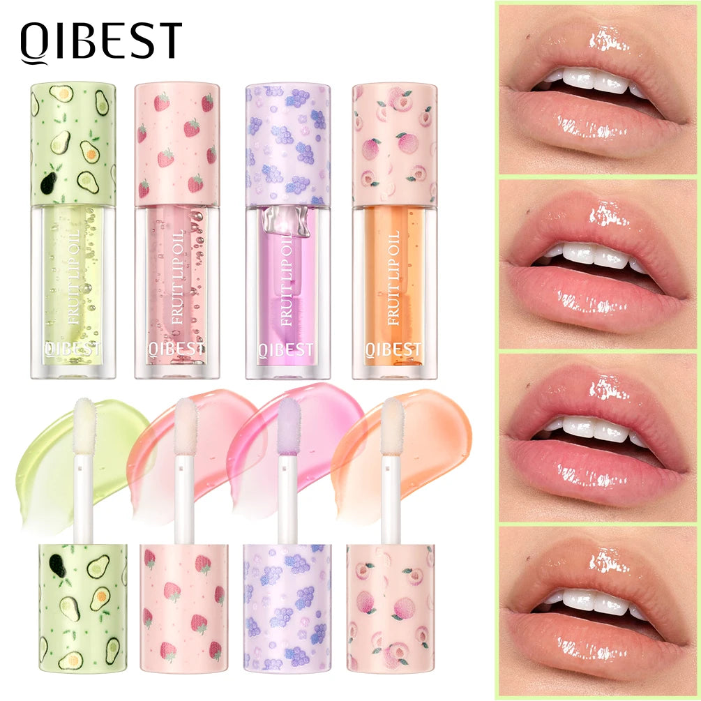 QIBEST Fruit Lip Balm Oil Plumping Lip Gloss Moisturizing Makeup Primer Sexy Plump Lip Glow Oil Lip Plumper Care Lips Cosmetics Peaceful Pleasures Health and Wellness